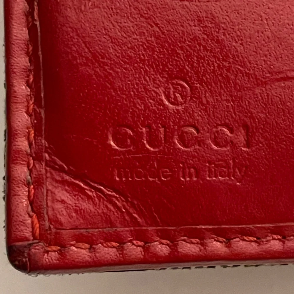 Vintage Gucci Jackie Compact Bifold Wallet Tan Canvas with Red Leather Trim - Picture 7 of 12
